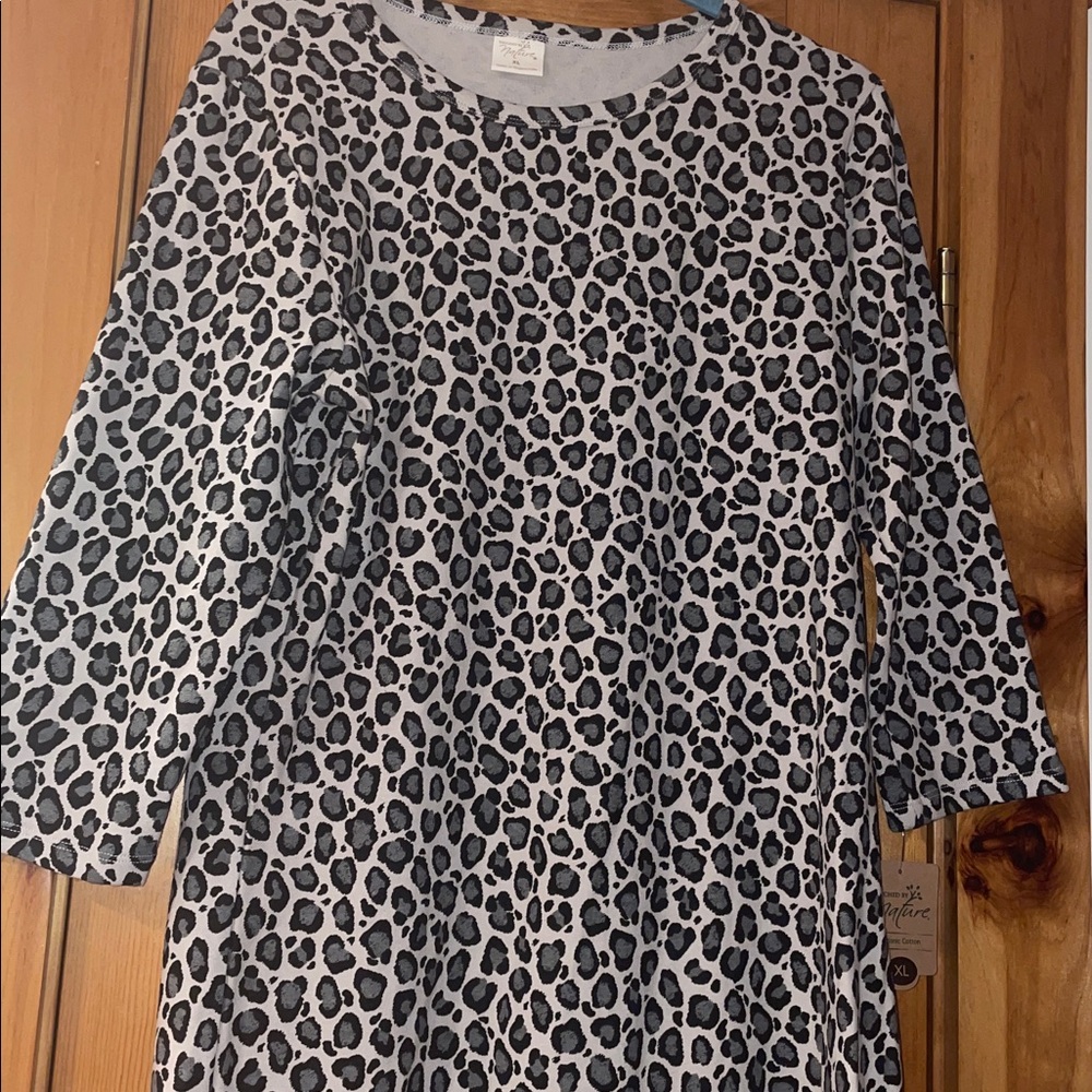 Touched by Nature Organic Cotton 3/4 Sleeve Leopard print Dress Size XL